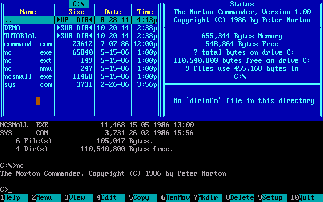 Norton Commander 1.00 - About